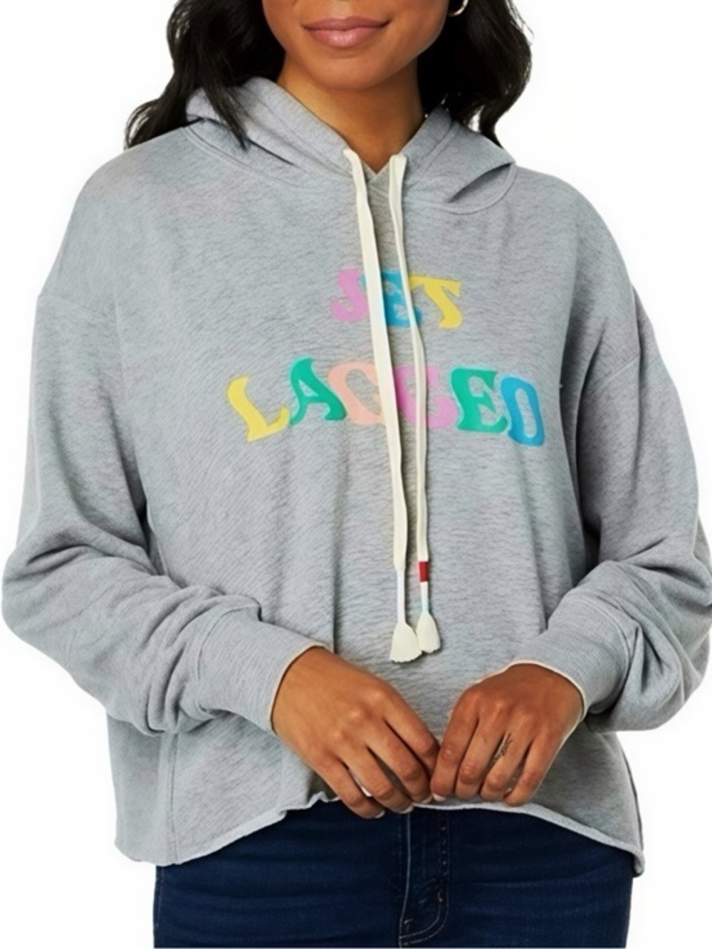 Wildfox | Jet Lagged French Terry Gray Cropped Hoodie